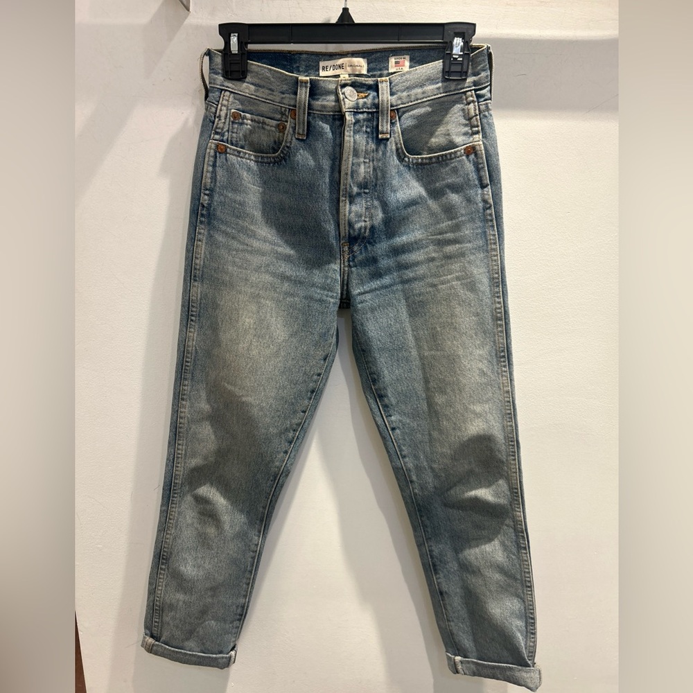 Re / Done Jeans Straight Leg Style 182-3WDNCS Size 25 Double Needle Crop